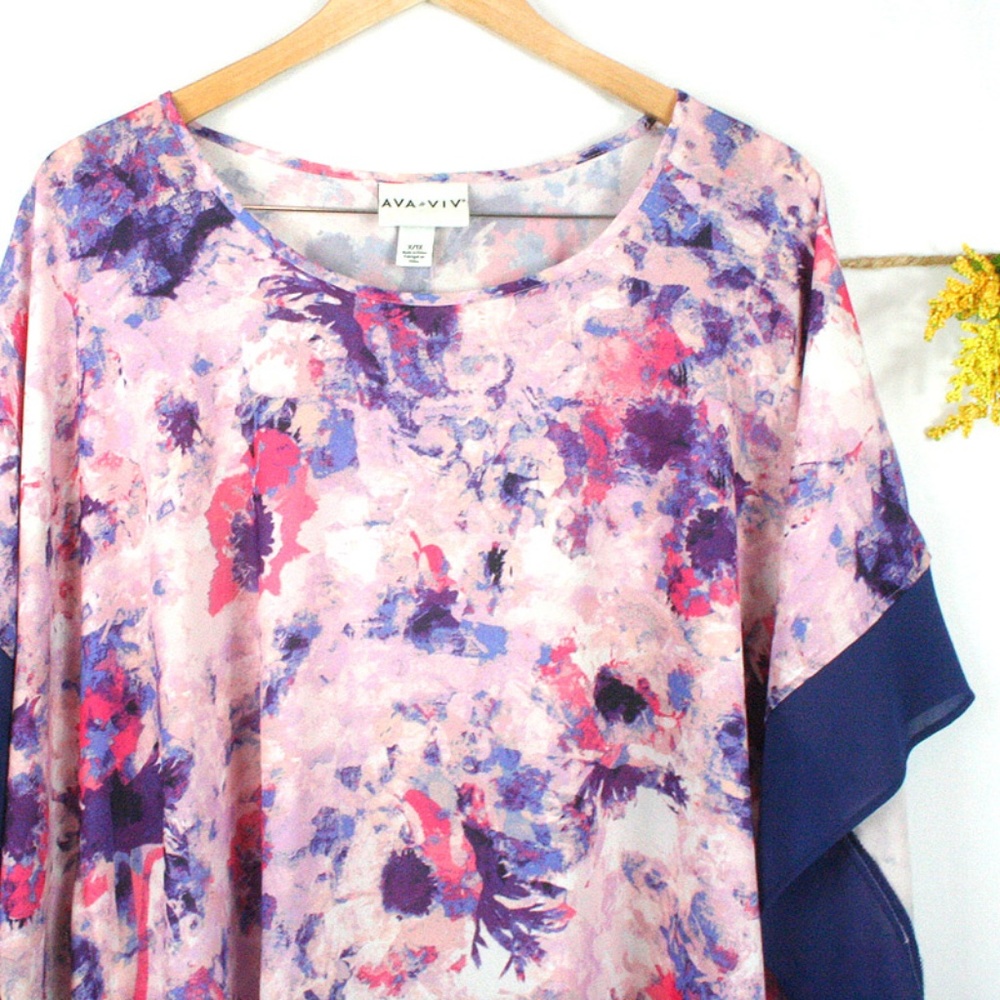 Ava & Viv Floral Poncho Top - Picture 2 of 6
